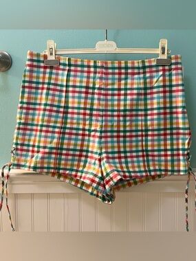 Maeve Multicolor Gingham High Waist Shorts